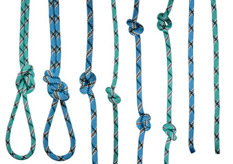 Isolated collection of colorful climbing rope on white background © Mikhail Taratonov