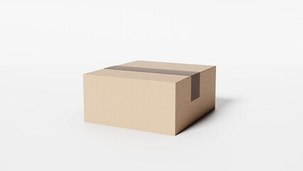 short cardboard box on white background