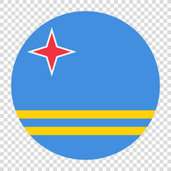 Flag of Aruba. Aruba circle flag logo icon computer vector illustration design. Transparent checkerboard background.
