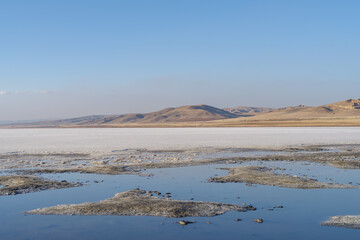Salt lake named Lake Tuz, Central Anatolia, Turkey