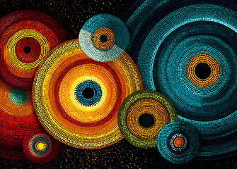 Illustration based on aboriginal style of dot background. Connection concept