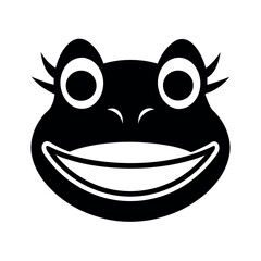Cartoon Frog Face with Funny Expression  
