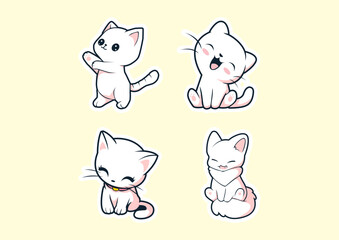 set of cute cats vector icon illustrations