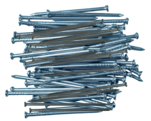 Isolated many steel nails on white background