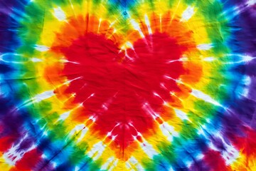 Vibrant Rainbow Heart Tie Dye Pattern Psychedelic Art Design