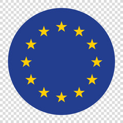 Flag of European Union. European Union circle flag logo icon computer vector illustration design. Transparent checkerboard background.