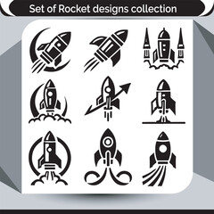 Diverse Rocket Ship Designs Collection A Bold Vector Illustration of Space Exploration and Futuristic Technology Concepts