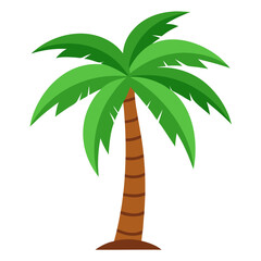 Stylized flat design palm tree with green fronds and brown trunk