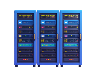 Blue Servers 3D Illustration