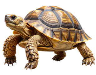  Land Turtle Walking Forward with Realistic Shell Detail – Transparent PNG