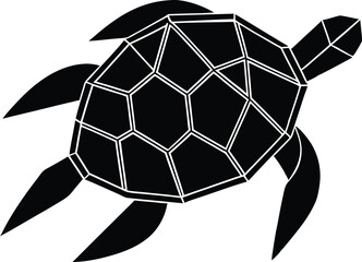 Obraz premium Stylized graphic illustration of a sea turtle silhouette isolated on white background
