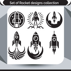 Creative Rocket Ship Designs A Collection of Bold and Modern Spacecraft Illustrations for Diverse Projects and Design Needs