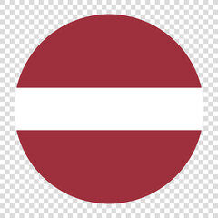 Obraz premium Flag of Latvia. Latvia circle flag logo icon computer vector illustration design. Transparent checkerboard background.