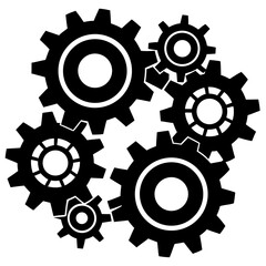 Gears and Cogs Silhouette Vector Illustration