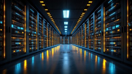 Fototapeta premium Server room, futuristic, illuminated