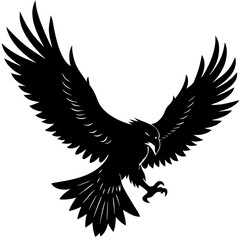 Eagle with Spread Wings Silhouette Vector Illustration