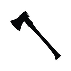 Isolated Black Silhouette of an Axe for Cutting and Chopping Wood