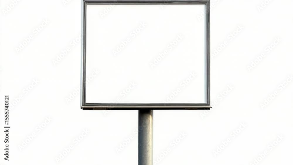 Poster a white sign sits atop a metal pole, providing a clean and simple backdrop for various uses