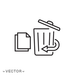 restore information or data icon, recover deleted concept, thin line symbol isolated on white background, editable stroke eps 10 vector illustration