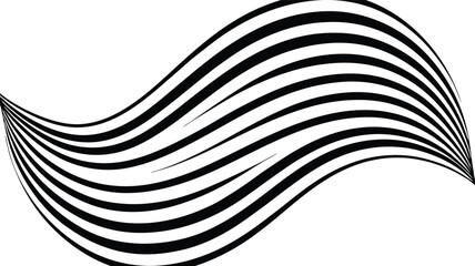 Abstract black and white wave lines isolated on white background