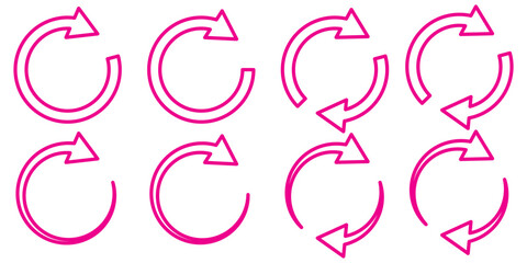 circle arrow icon set. circular arrow icon, refresh, reload, rotation. Green recycle vector icon symbol. Repeat and reload icons set and arrow rotation circle