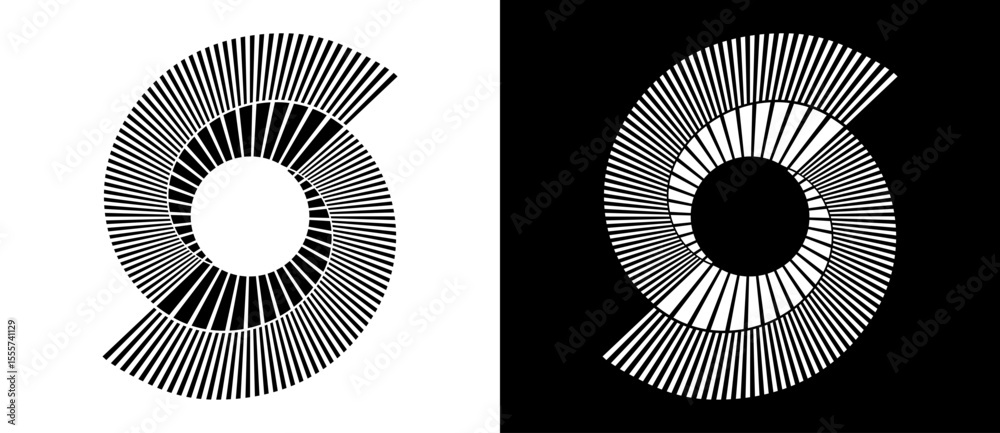 Poster abstract background with lines in circle. art design spiral as logo or icon. a black figure on a whi