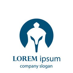 logo design of a tough classic spartan fighter wearing a helmet