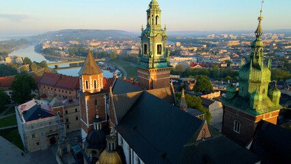 Krakow Wawel Castle drone view
