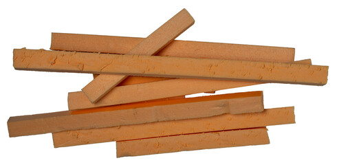 Isolated pile of broken foam on white background