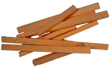 Isolated pile of broken foam on white background