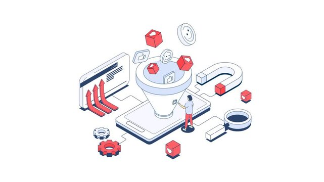 social media funnel Animated Illustration