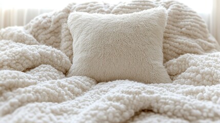 Soft cream-colored throw and pillow