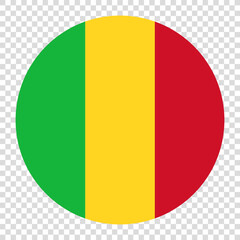 Fototapeta premium Flag of Mali. Mali circle flag logo icon computer vector illustration design. Transparent checkerboard background.