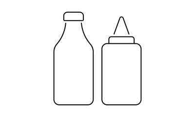 Ketchup and mustard saucesoutline icon isolated on transparent background flat vector illustration. EPS 10