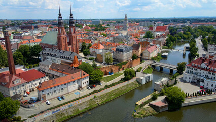 Fototapeta premium city ​​architecture europe drone flyover old town Opole Poland