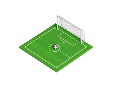 Isometric 3D Soccer Field Illustration