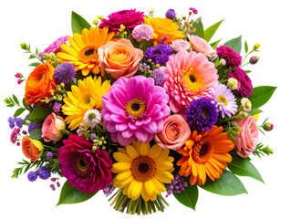 Mixed Colorful Floral Bouquet – Isolated PNG