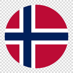Obraz premium Flag of Norway. Norway circle flag logo icon computer vector illustration design. Transparent checkerboard background.