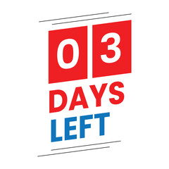  3 Days Left Reminder Design Red Vector Countdown Graphic