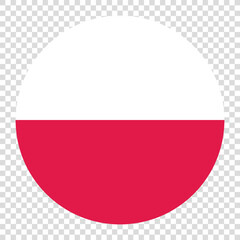Flag of Poland. Poland circle flag logo icon computer vector illustration design. Checkerboard background.