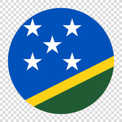 Flag of Solomon Islands. Solomon Islands circle flag logo icon computer vector illustration design. Checkerboard background.