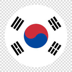 Flag of South Korea. South Korean circle flag logo icon computer vector illustration design. Checkerboard background.