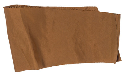 Isolated stripe of brown color fabric with copyspace on white background