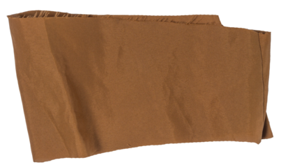 Isolated stripe of brown color fabric with copyspace on white background