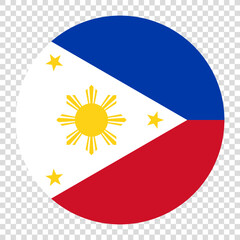 Flag of Philippines. Philippines circle flag logo icon computer vector illustration design. Transparent checkerboard background.