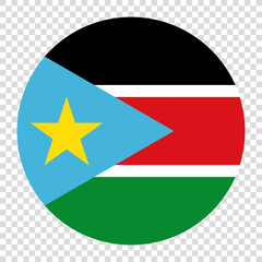 Fototapeta premium Flag of South Sudan. South Sudan circle flag logo icon computer vector illustration design. Checkerboard background.