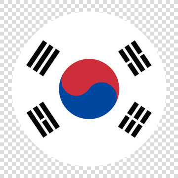 Flag of South Korea. South Korean circle flag logo icon computer vector illustration design. Checkerboard background.