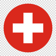 Flag of Switzerland. Switzerland circle flag logo icon computer vector illustration design. Checkerboard background.
