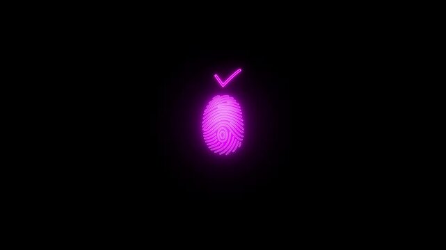 Animation of biometric fingerprint being scanned, crox and teek ,network Abstract fingerprint technological animation on a identity scanner scanning fingerprint showing access denied black background.