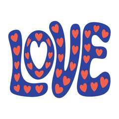 LOVE Typography with Red Hearts Design